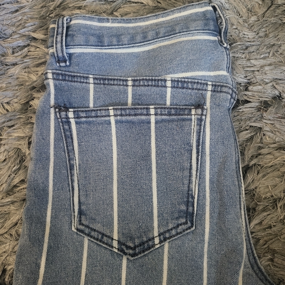 Rue 21 White Pin Striped Light Indigo Wash Stretchy Skinny Jean sz 2